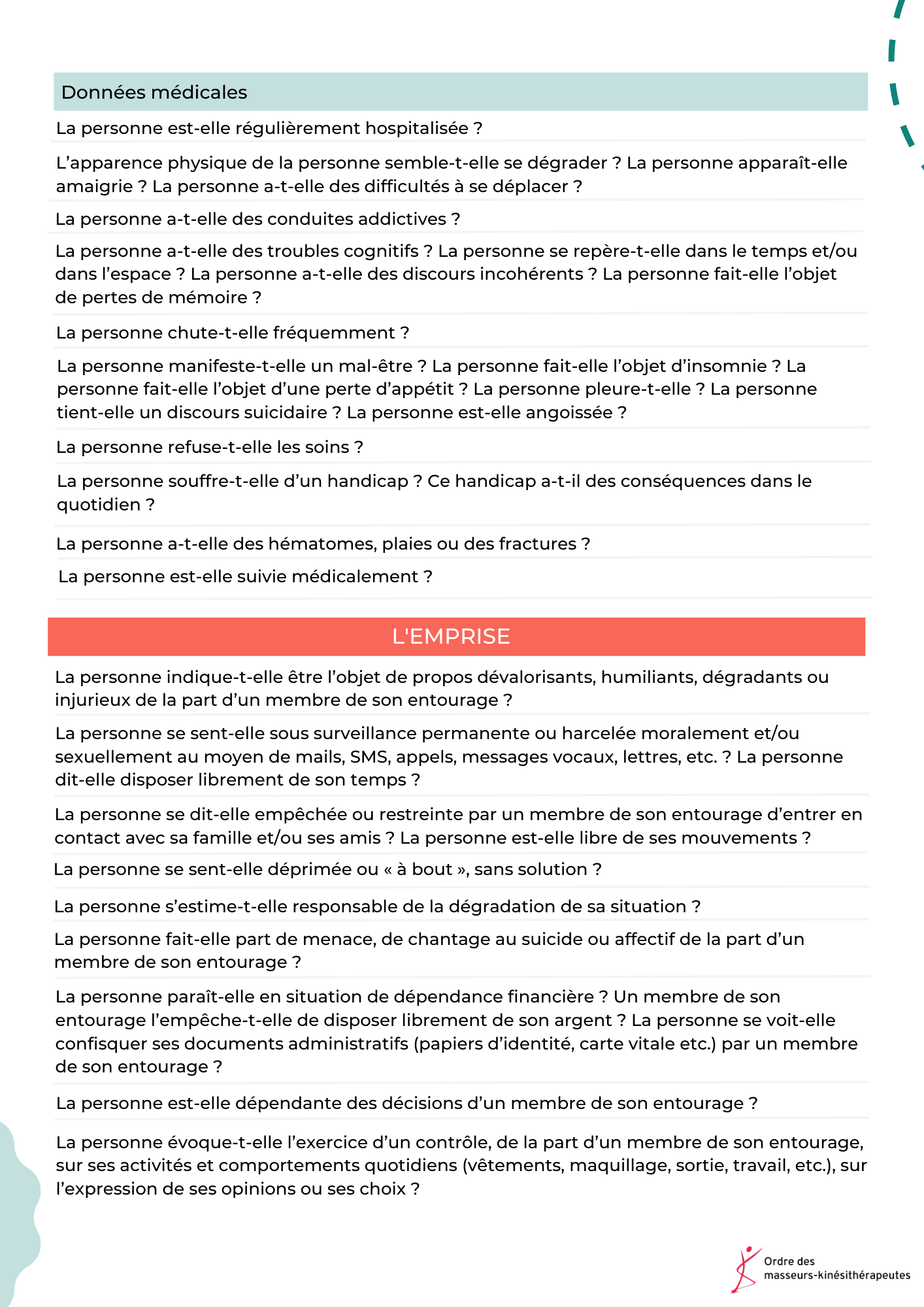 Questionnaire pour l'aide à l’évaluation des signaux d’alerte de vulnérabilité et d’emprise
