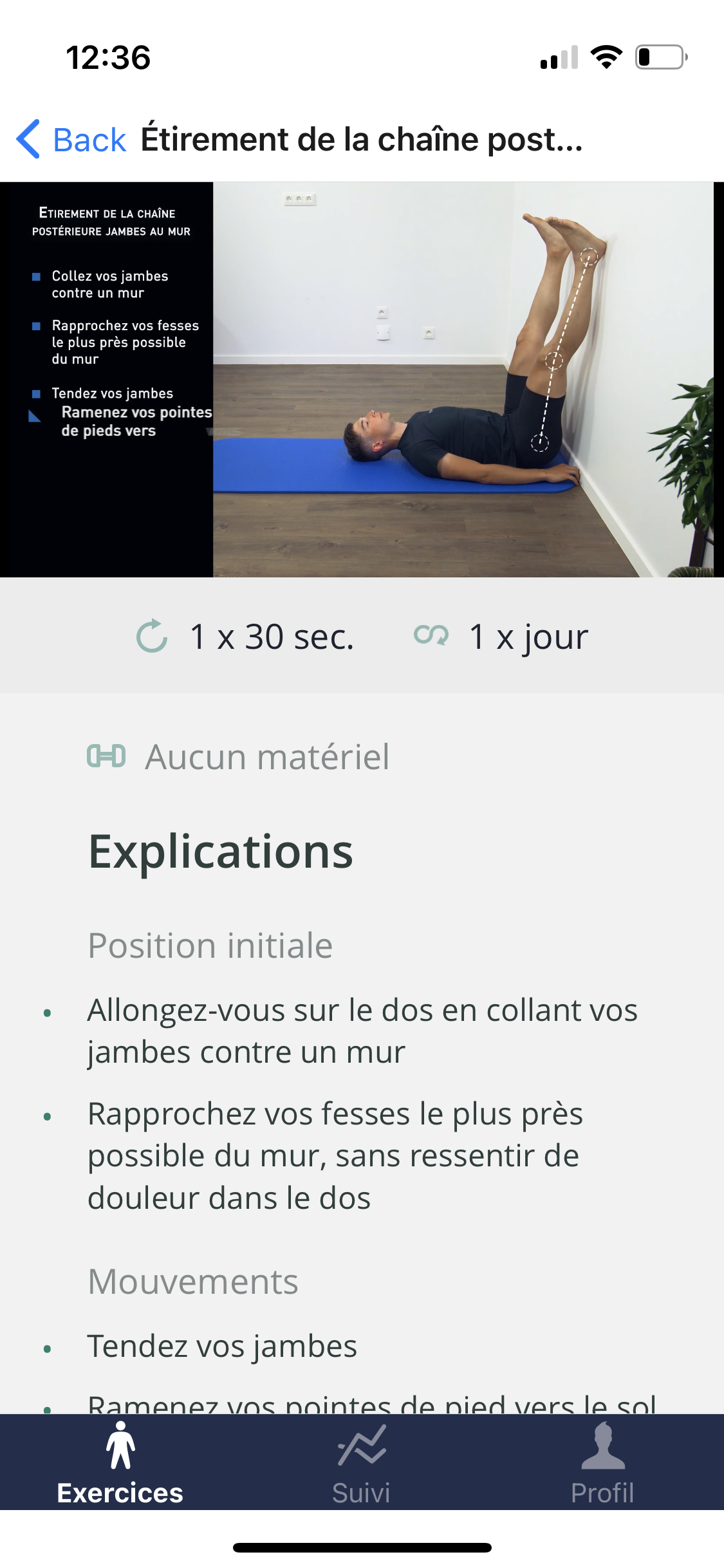 Application exercices kinés à domicile